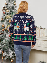 Pullover Fawn Snowflake Christmas Day Sweater