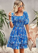 Square Neck Fashion Holiday Cake Dress