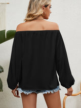 Off the Shoulder Solid Color Chiffon Top