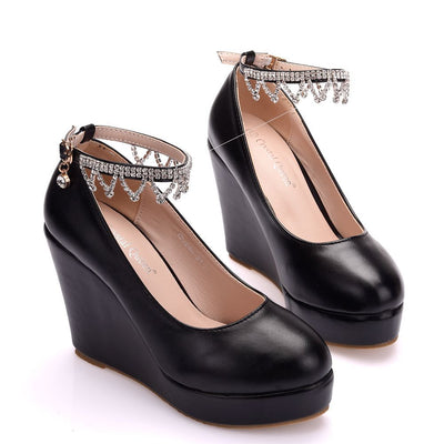 Wristband Waterproof Platform Wedge Round Toe Shoes