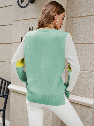 Pullover Stitching Contrast Sweater