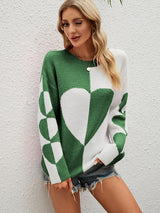Long Sleeve Love Pattern Turtleneck Sweater