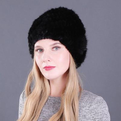 Women's Mink Tail Braided Hat Pineapple Hat