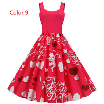 Strap Valentine's Day Printed Dress