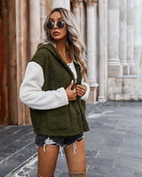 Autumn and Winter Color Matching Hooded Padded Coat