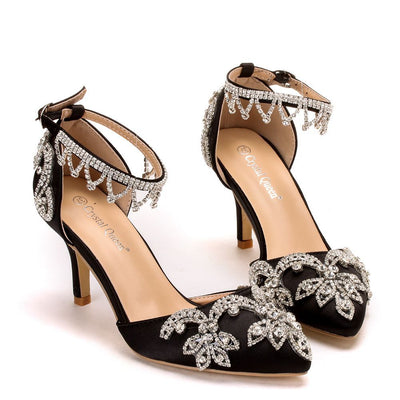 Silk Satin Fine Rhinestone Sandals