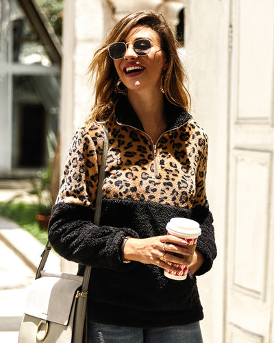 Women Long Sleeve Sweater Leopard Top