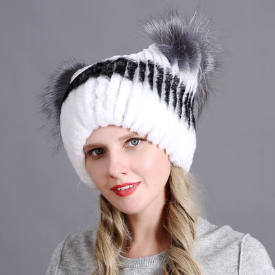 Rex Fur Hats Ladies Thicken Keep Warm