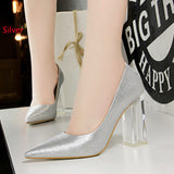 Satin Shallow Mouth Pointed Heel Shoes