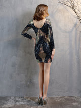 Long Sleeve Sequins Party Dress