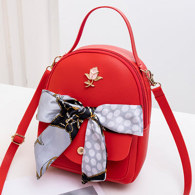 Silk Scarves Single Shoulder Pu Backpack