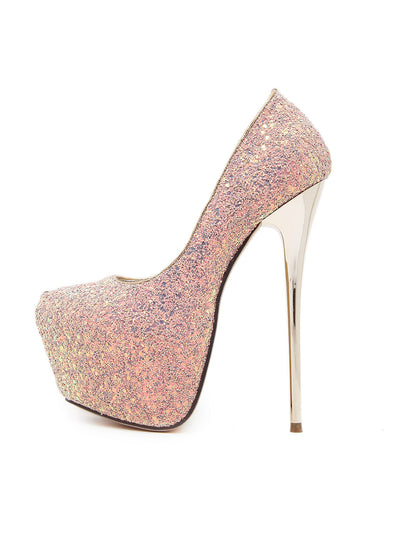 High Stiletto Heels Shoes Toe Thin Heels Glitters 