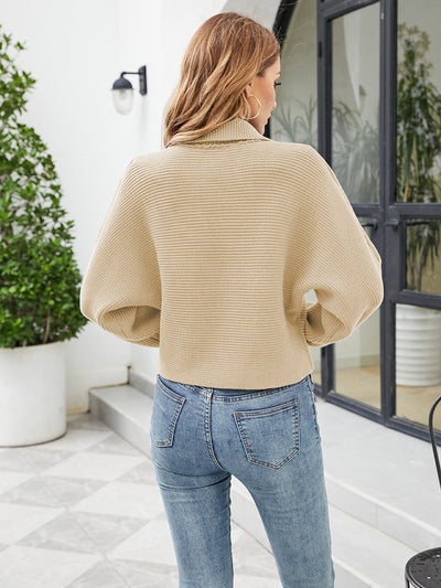 Loose Turtleneck Solid Color Lapels Sweater
