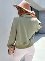 Women Long Sleeve Solid Color Top