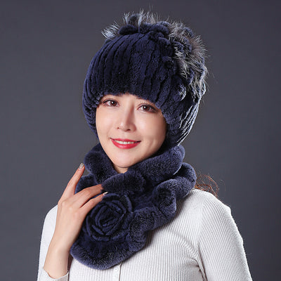 Rex Fur Hat Winter Scarf Collar Suit