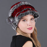 Woman Warm Rex Rabbit Hair Knitted Hat