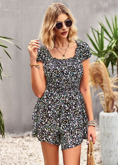 Square Neck Printed Jumpsuit