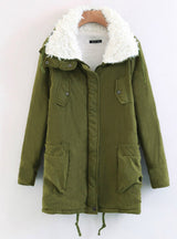 Long Cotton-padded Jacket Warm Cclothes With Hat