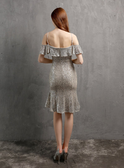 Sheath Sequins Straps Party Dress