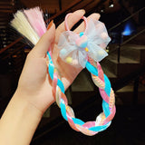 Colorful Braid Headband Kids Ponytail Holder Rubber
