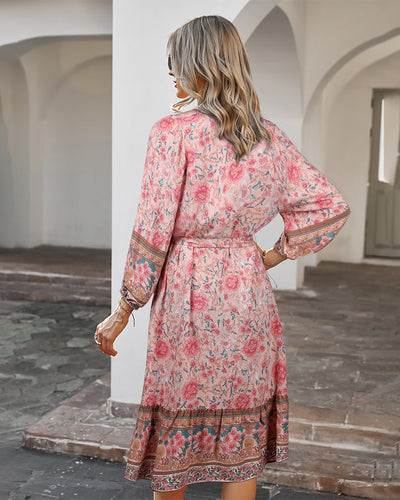 Bohemian Holiday Style Print Dress