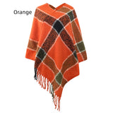 Contrasting Striped Cloak Fringed Scarf Shawl