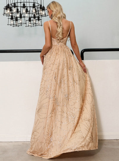 Sexy V-neck Elegant Glitter Sequins Party Dress