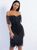 Sexy Deep V Fringe Powder Elegant Slim Fit Dress