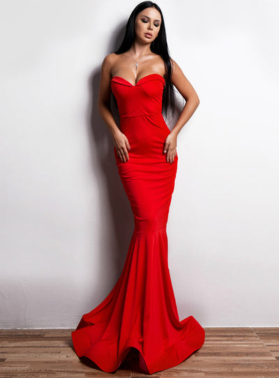 shoulder Exposed Chest Covered Maxi Party Dress 