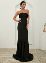 shoulder Exposed Chest Covered Maxi Party Dress 