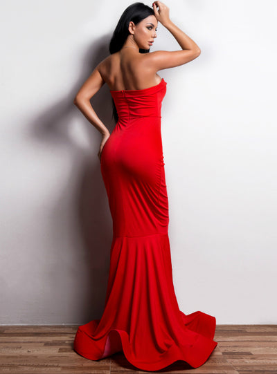 shoulder Exposed Chest Covered Maxi Party Dress 