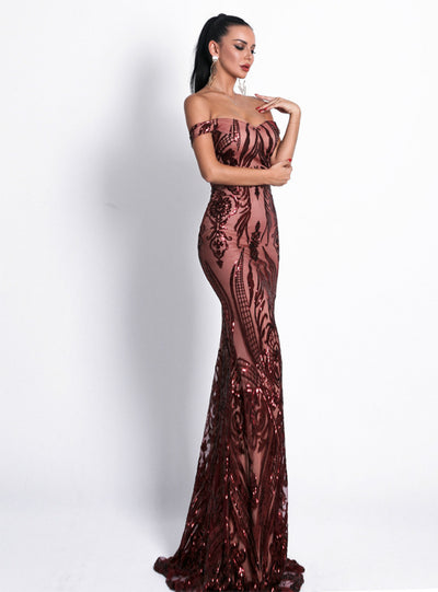Sexy Strapless Dress Backless Sequins Party Dress