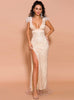 Sexy Split V-neck Feather Sequin Party Dress