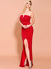 Sexy Strapless Sequined Dress Female Split Dress