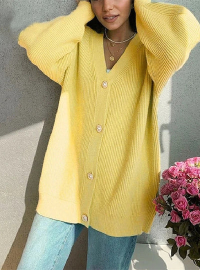 V Neck Knitted Sweater Cardigan Women