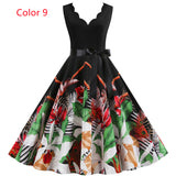 Sleeveless V-neck Burnt Print Dress