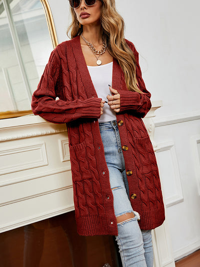 Long Sleeve Button Twist Cardigan Sweater