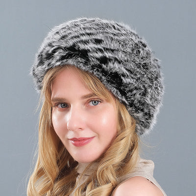 Rabbit Fur Hat Winter Ladies Warm Hat