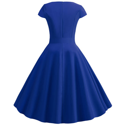 Retro V-neck Short Sleeve Dress