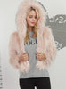 Women Winter Fur Like Hat Throwing Coat 