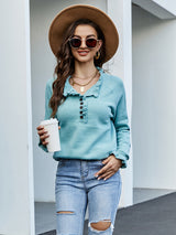 Wooden Ear Button Cardigan Sweater