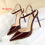 Shallow Pointed Patent Leather Sandals