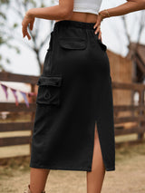 Drawstring Denim Frock Skirt