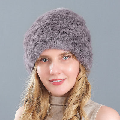 Hand-knitted Rabbit Fur Hat