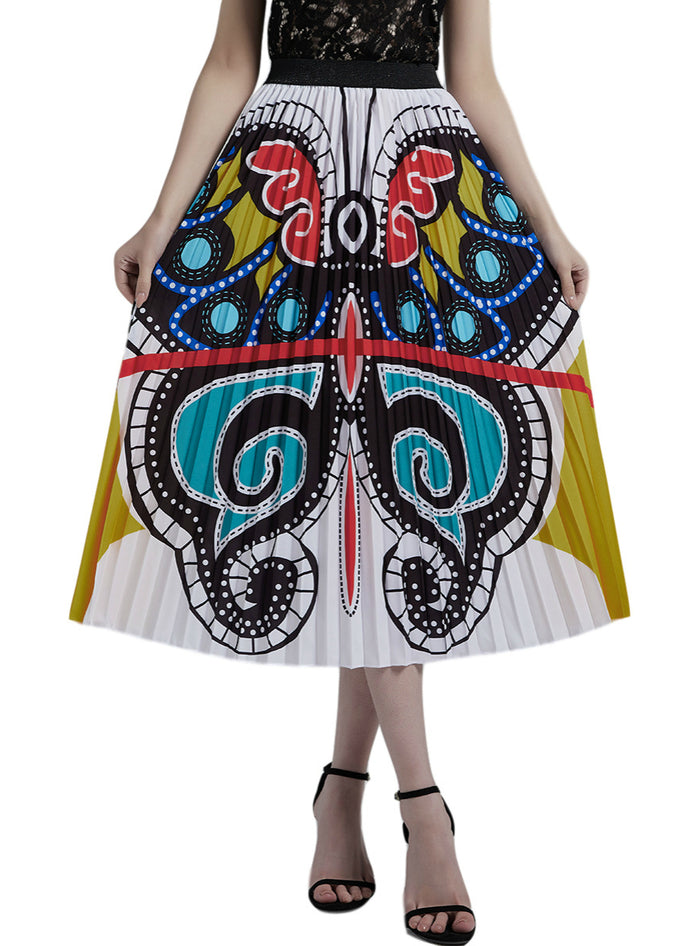 Butterfly Graffiti Pleated Skirt Printed