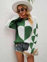 Long Sleeve Love Pattern Turtleneck Sweater