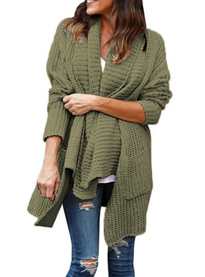 Sweater Cardigan Loose Irregular Lapel Double Bag