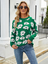 Loose Pullover Flower Sweater