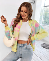 Tie-dyed Long-sleeved Plush Coat