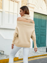 Sexy Solid Color Lapel Sweater